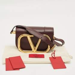 مملوكة مسبقًا Valentino Supervee Small Burgundy Leather Shoulder Bag