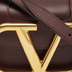 مملوكة مسبقًا Valentino Supervee Small Burgundy Leather Shoulder Bag