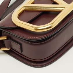 مملوكة مسبقًا Valentino Supervee Small Burgundy Leather Shoulder Bag
