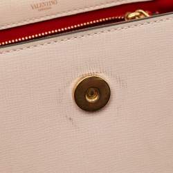 Pre Owned حقيبة فالنتينو ألكوف روكستد جلد وردي صغيرة بمقبض علوي