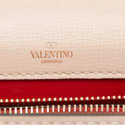 Pre Owned حقيبة فالنتينو ألكوف روكستد جلد وردي صغيرة بمقبض علوي