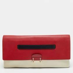 Pre Owned Valentino Mime Tricolor Leather Clutch