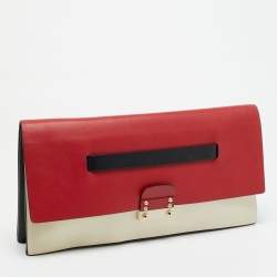 Pre Owned Valentino Mime Tricolor Leather Clutch