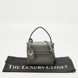 Pre Owned Valentino My Rockstud Mini Grey Leather Top Handle Bag