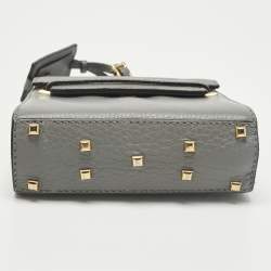 Pre Owned Valentino My Rockstud Mini Grey Leather Top Handle Bag