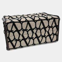 مملوكة مسبقًا Valentino Beige/Black Fabric Iconography Tote and Shoulder Bag