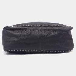 مملوكة مسبقًا حقيبة يد فالنتينو روكستد الجلد السوداء/البنية قابلة للقلب وكتف