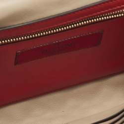 Pre Owned Valentino Rockstud Spike Beige Quilted Leather Chain Shoulder Bag