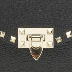 مملوكة مسبقًا Valentino Rockstud Small Black Leather Crossbody Bag