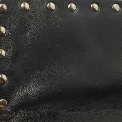 مملوكة مسبقًا Valentino Rockstud Black/Off White Leather and Snakeskin Trim Flower Crossbody Bag