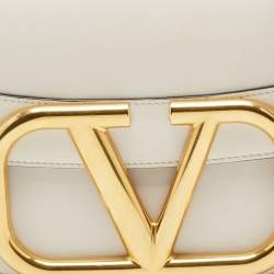 Pre Owned Valentino Supervee White Leather Shoulder Bag
