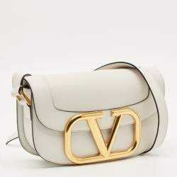 Pre Owned Valentino Supervee White Leather Shoulder Bag