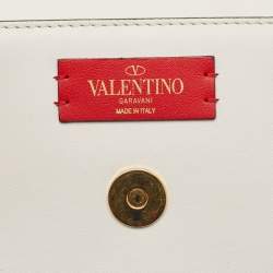 Pre Owned Valentino Supervee White Leather Shoulder Bag