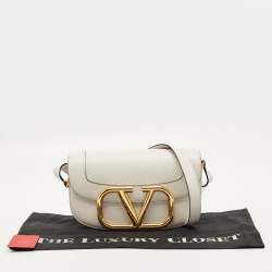 Pre Owned Valentino Supervee White Leather Shoulder Bag