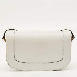 Pre Owned Valentino Supervee White Leather Shoulder Bag