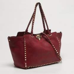 مملوكة مسبقًا Valentino Rockstud Trapeze Medium Red Leather Tote