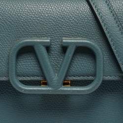 Pre Owned Valentino VSling Small Bleu Leather Top Handle Bag