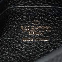 Pre Owned حقيبة كلتش فالنتينو جلد أسود مرصع روكستد