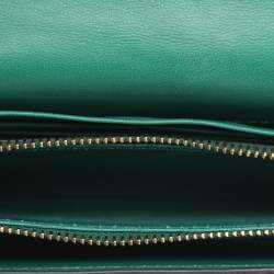 Pre Owned Valentino VSling Green Ostrich Wallet On Chain