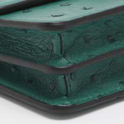 Pre Owned Valentino VSling Green Ostrich Wallet On Chain