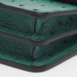 Pre Owned Valentino VSling Green Ostrich Wallet On Chain