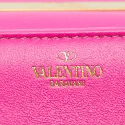 Pre Owned حقيبة فالنتينو وردية جلد ذات يد علوية بوان ستاد