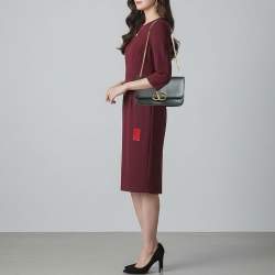 Pre Owned حقيبة كتف فالنتينو جلد أسود بإبزيم سلسلة كبير 