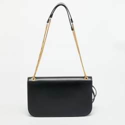 Pre Owned حقيبة كتف فالنتينو جلد أسود بإبزيم سلسلة كبير 