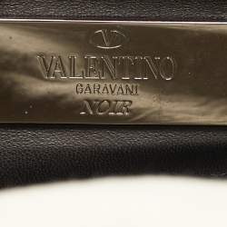 Pre Owned Valentino Rockstud Frame Black Calfhair and Leather Bag