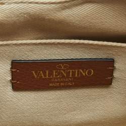 مملوكة مسبقًا حقيبة فالنتينو سلة سحب بني/بيج خشب الجريد و جلد