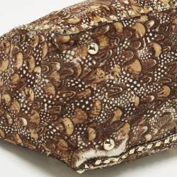 مملوكة مسبقًا حقيبة يد فالنتينو روكستد ترابيز جلد العجل ونقشة الريش البنية