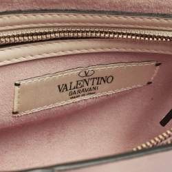 Pre Owned Valentino Rockstud Kimono 1997 Pink Leather Top Handle Bag