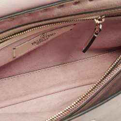 Pre Owned Valentino Rockstud Kimono 1997 Pink Leather Top Handle Bag