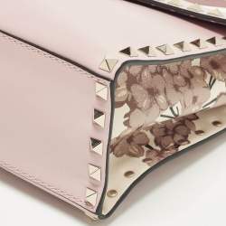 Pre Owned Valentino Rockstud Kimono 1997 Pink Leather Top Handle Bag