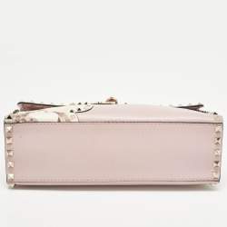 Pre Owned Valentino Rockstud Kimono 1997 Pink Leather Top Handle Bag