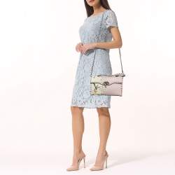 Pre Owned Valentino Rockstud Kimono 1997 Pink Leather Top Handle Bag