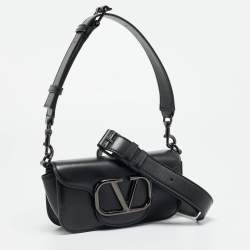 مملوكة مسبقًا Valentino Loco Black Small Leather Shoulder Bag