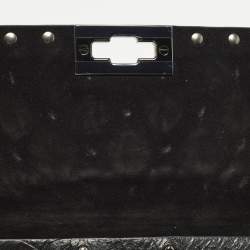 Pre Owned Valentino Rockstud Spike Black Quilted Leather Crossbody Clutch