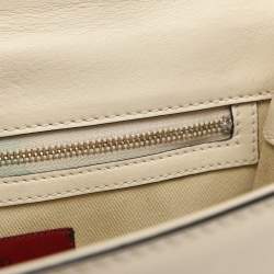 مملوكة مسبقًا Valentino Neon Yellow/Cream Leather Medium Rockstud Glam Lock Flap Bag