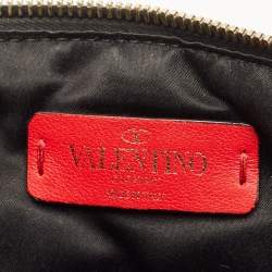 Pre Owned Valentino Rockstud Spike Black Quilted Puffer Leather Clutch