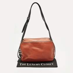 Pre Owned Valentino Orange/Black Leather Duffel Bag