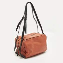 Pre Owned Valentino Orange/Black Leather Duffel Bag