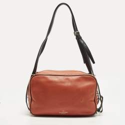 Pre Owned Valentino Orange/Black Leather Duffel Bag