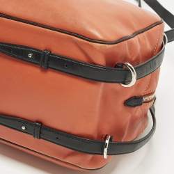 Pre Owned Valentino Orange/Black Leather Duffel Bag