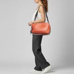 Pre Owned Valentino Orange/Black Leather Duffel Bag