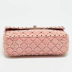 مملوكة مسبقًا حقيبة كتف فالنتينو سلسلة سبايك روكستد متوسطة بي في سي حمراء/ شفافة