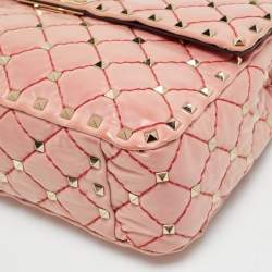 مملوكة مسبقًا حقيبة كتف فالنتينو سلسلة سبايك روكستد متوسطة بي في سي حمراء/ شفافة