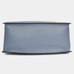 مملوكة مسبقًا Valentino Blue Smooth Leather 'V' Logo Tote