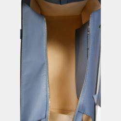 مملوكة مسبقًا Valentino Blue Smooth Leather 'V' Logo Tote