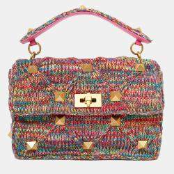 مملوكة مسبقًا حقيبة فالنتينو مقبض منسوج بمسامير رومانية متعددة الألوان